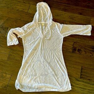 The balance collection white see thru hooded coverup